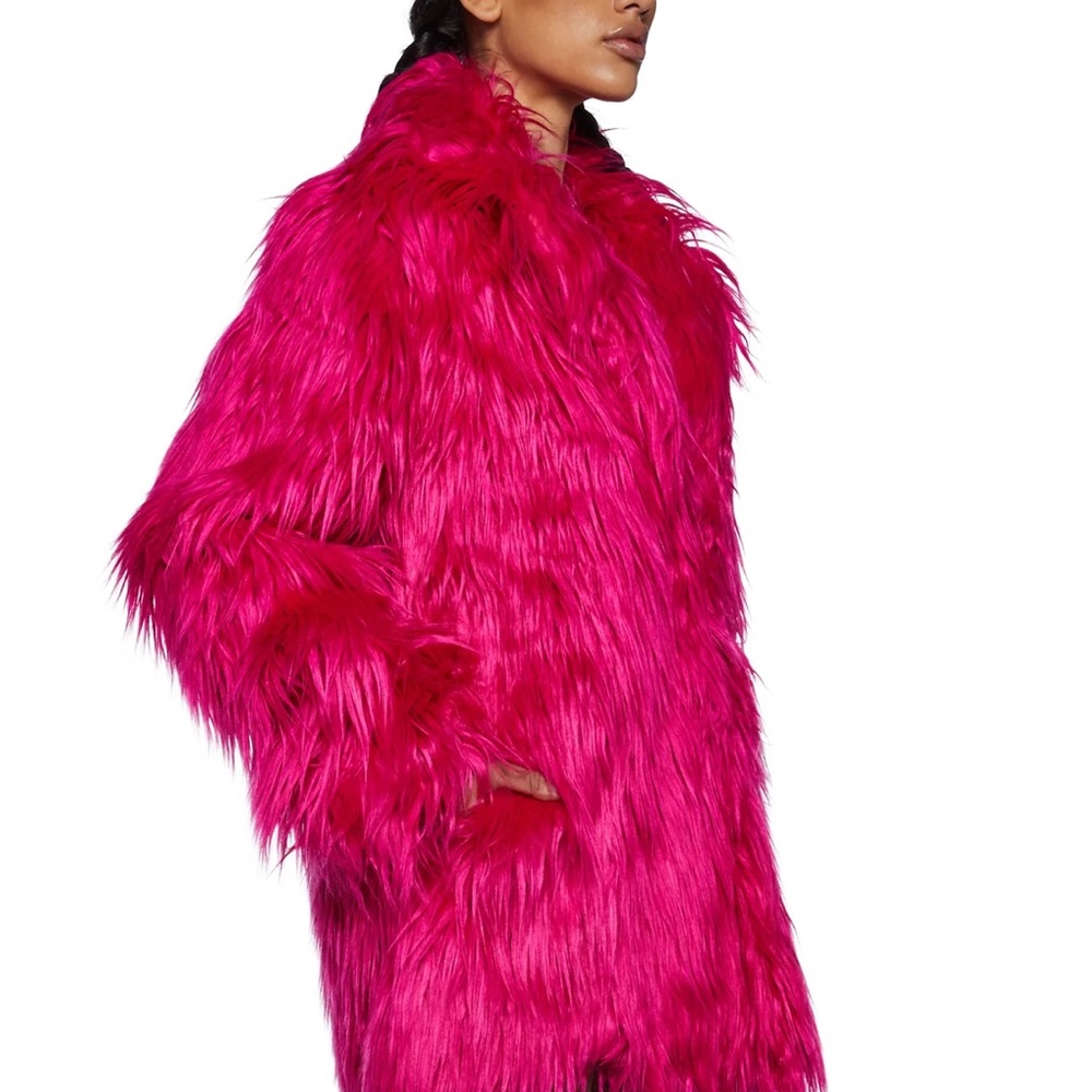 Current Mood Hot Pink Faux Fur Coat - Picture 2 of 7